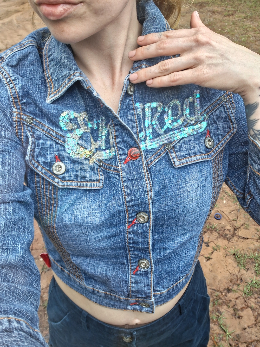 EckoRed y2k Denim Cropped Jacket - Picture 2 of 8